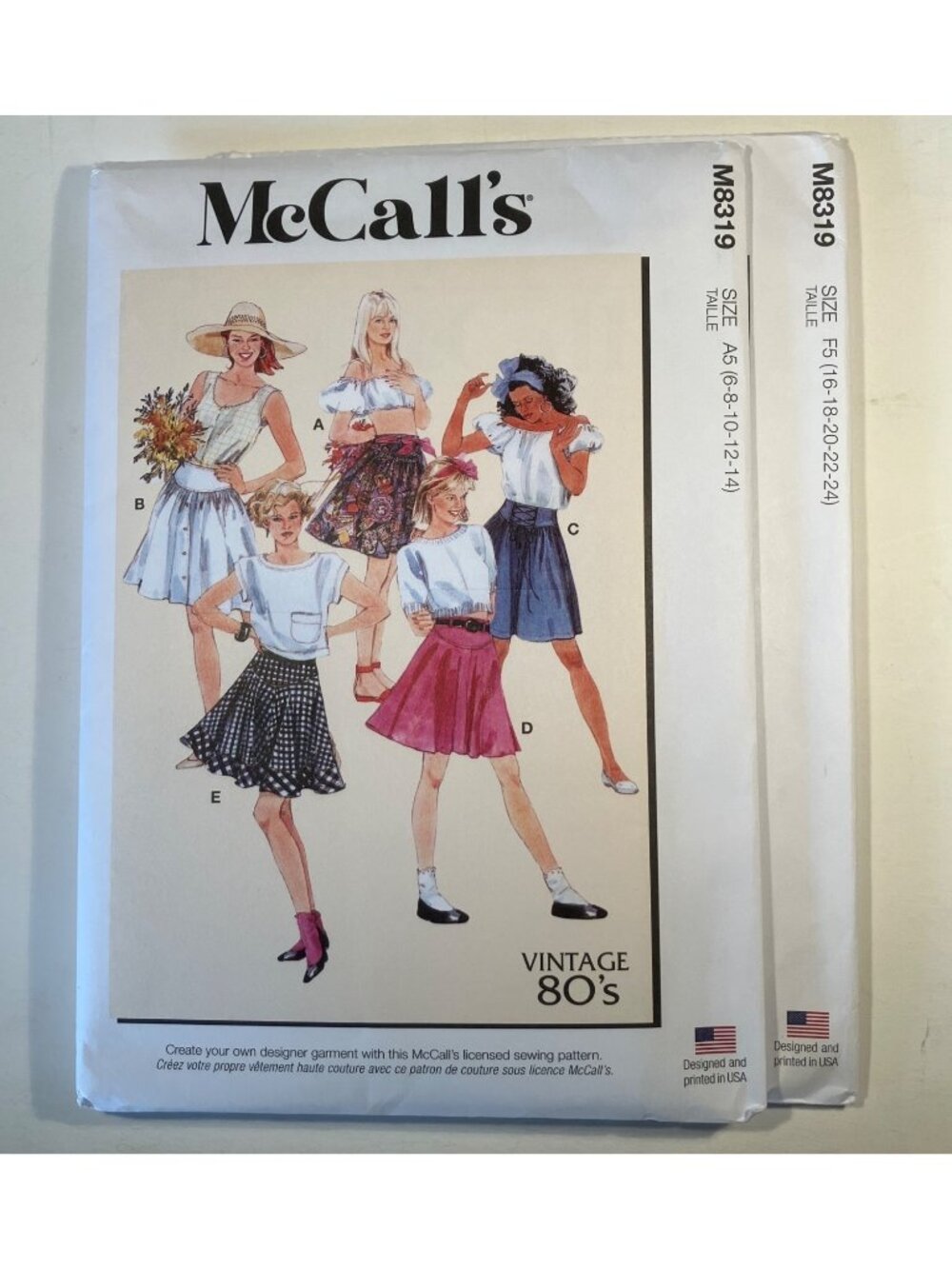 McCalls M8319 Vintage 80s Reprint Short Flared Skirt Pattern Size 6-14 OR 16-24